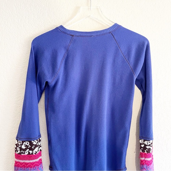 FREE PEOPLE In The Mix Cuff Thermal Waffle Shirt Size Medium - Picture 10 of 11